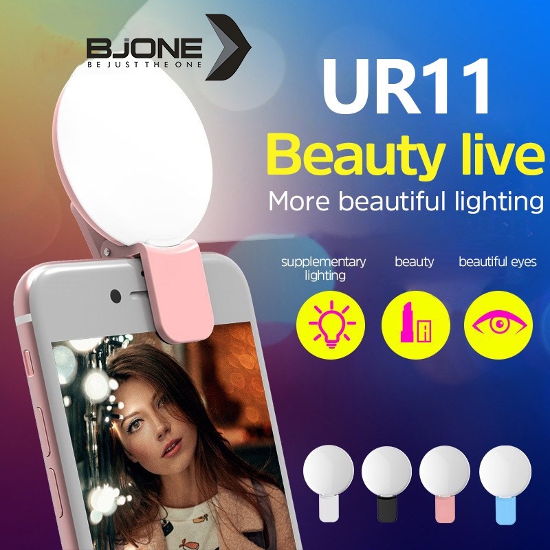 Đèn LED mini BJONE trợ sáng điều chỉnh selfie sạc USB kẹp điện thoại Android iPhone