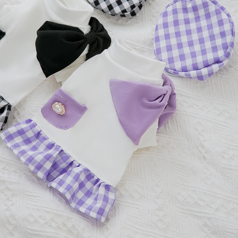 Áo dạo phố CÓ NÓN viền caro cho Pet