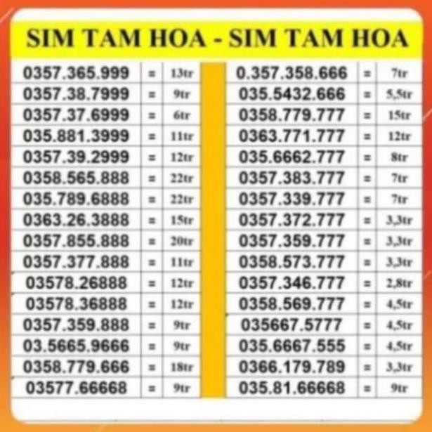 SIM TAM HOA 999 888 777 666 VIETTEL TRẢ TRƯỚC