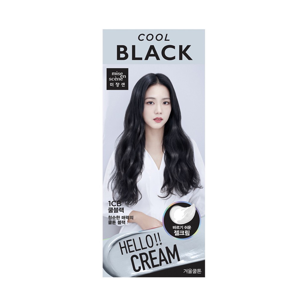 [BỀN MÀU] Thuốc nhuộm tóc tại nhà màu Cool Black | Nhuộm tóc Hello Cream Mise En Scene 1CB Đen khói