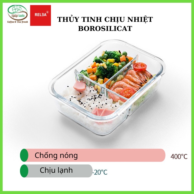 Hộp Đựng Cơm Văn Phòng 3 Ngăn Hahulado Bằng Thủy Tinh Cường Lực Chịu Nhiệt, Kèm Set Đũa, Muỗng, 1040ml - Hàng chính hãng