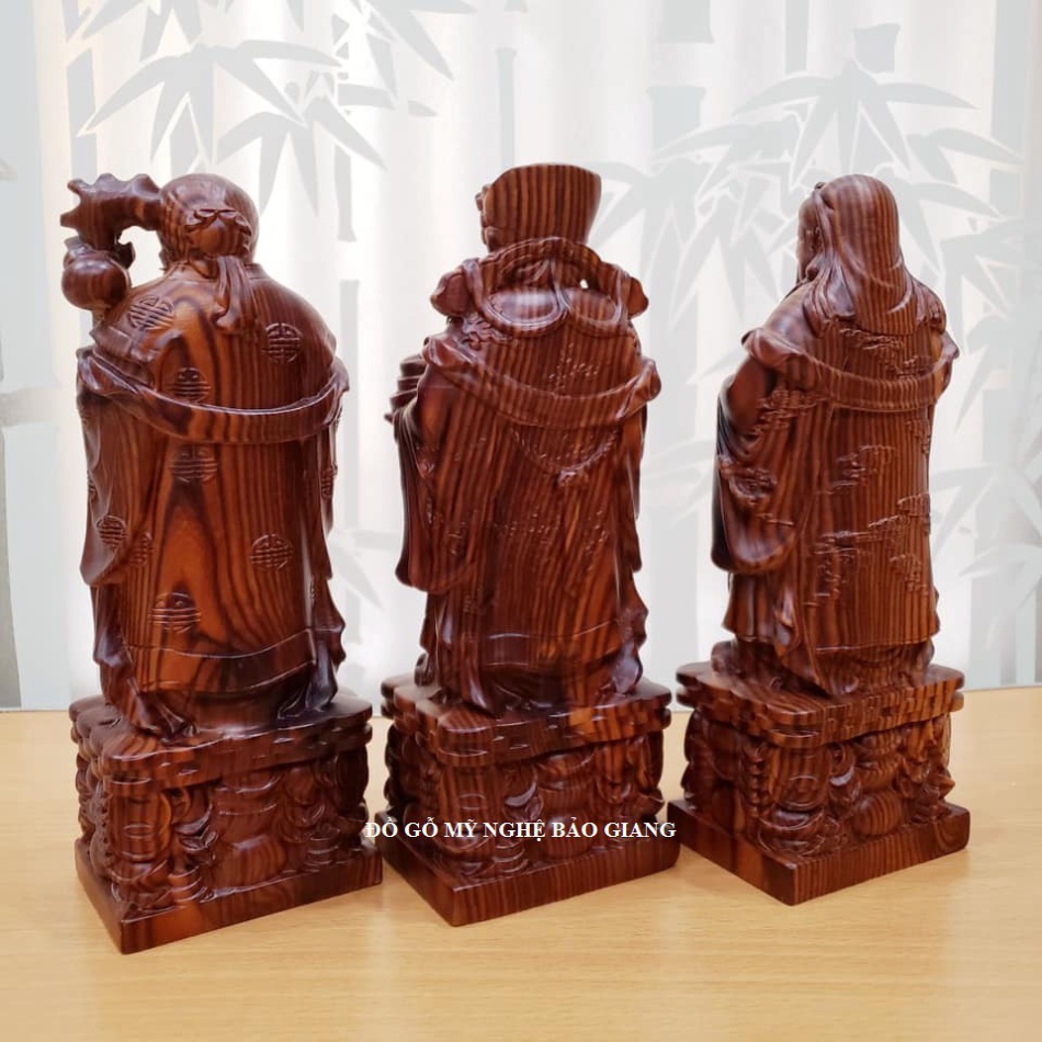Bộ tượng tam đa phúc lộc thọ gỗ trắc dây cao 20 cm