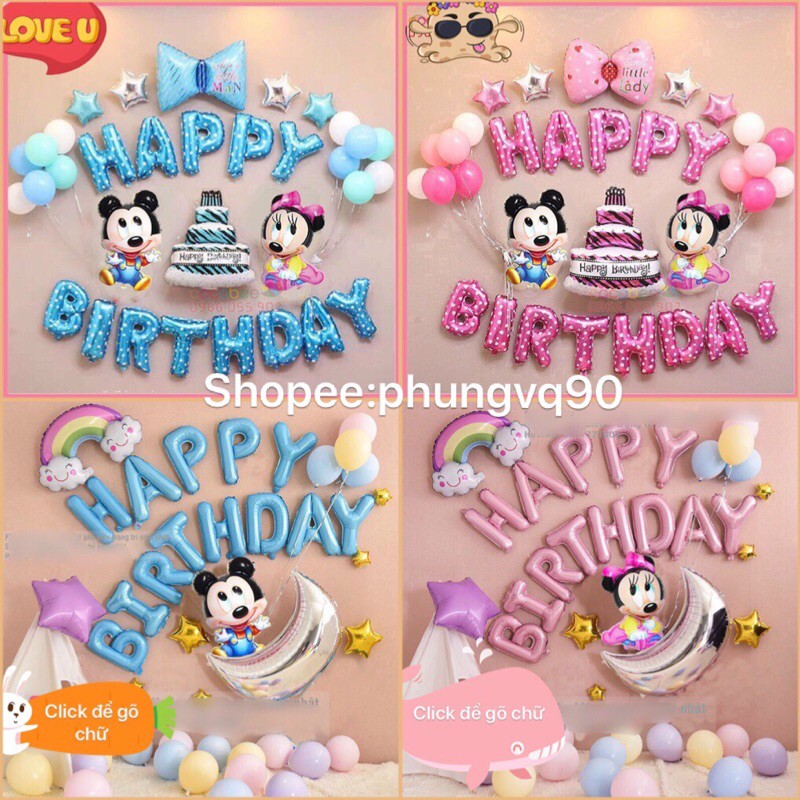 Set  trang trí sinh nhật mickey bé trai /bé gái .