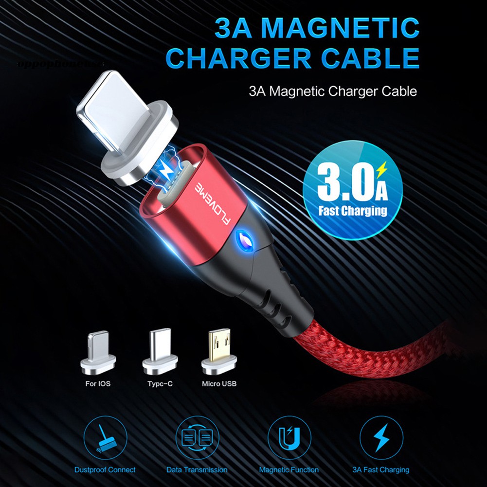 Dây Cáp Sạc Nhanh Từ Tính Loại C Micro Usb 3a Cho Android Ios