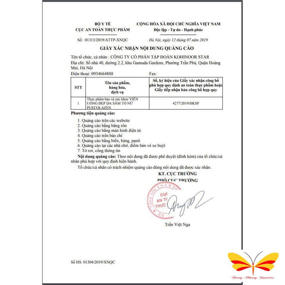 Sâm Tố Nữ Puecolazen kohinoor Cam Kết Hàng Chính Hãng | Thế Giới Skin Care