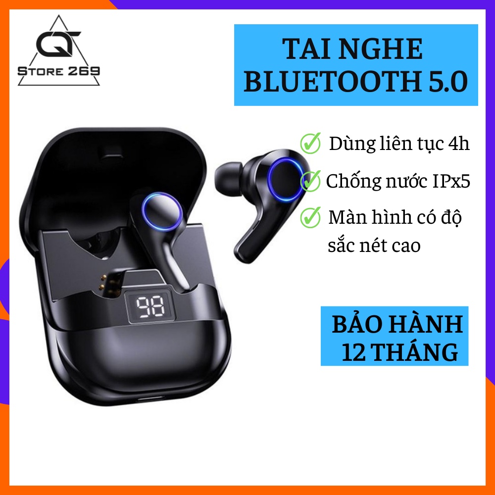 Tai nghe Bluetooth không dây TWS IPX5 Waterproof & Sweatproof, âm thanh HIFI cao cấp, Bluetooth 5.0, chống ồn ANC