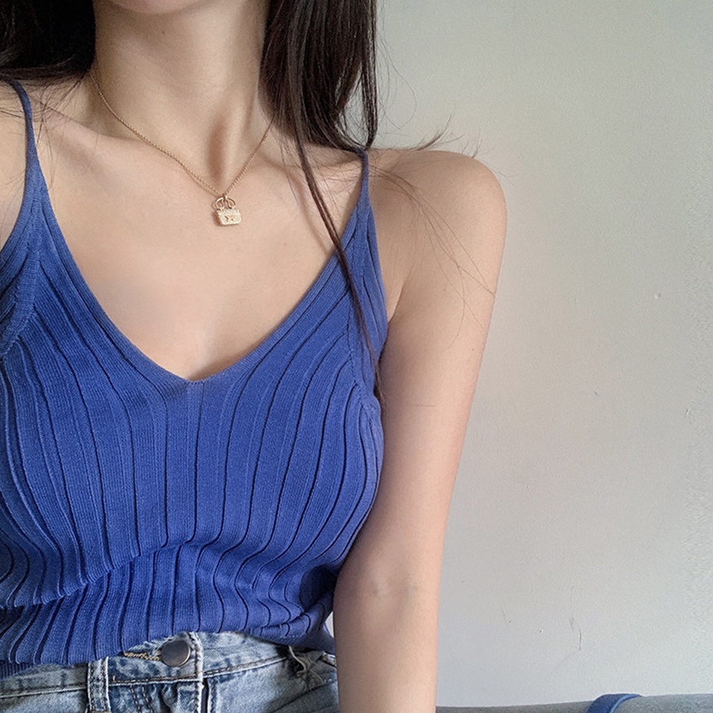 Áo croptop hai dây màu trơn gợi cảm cho nữ
