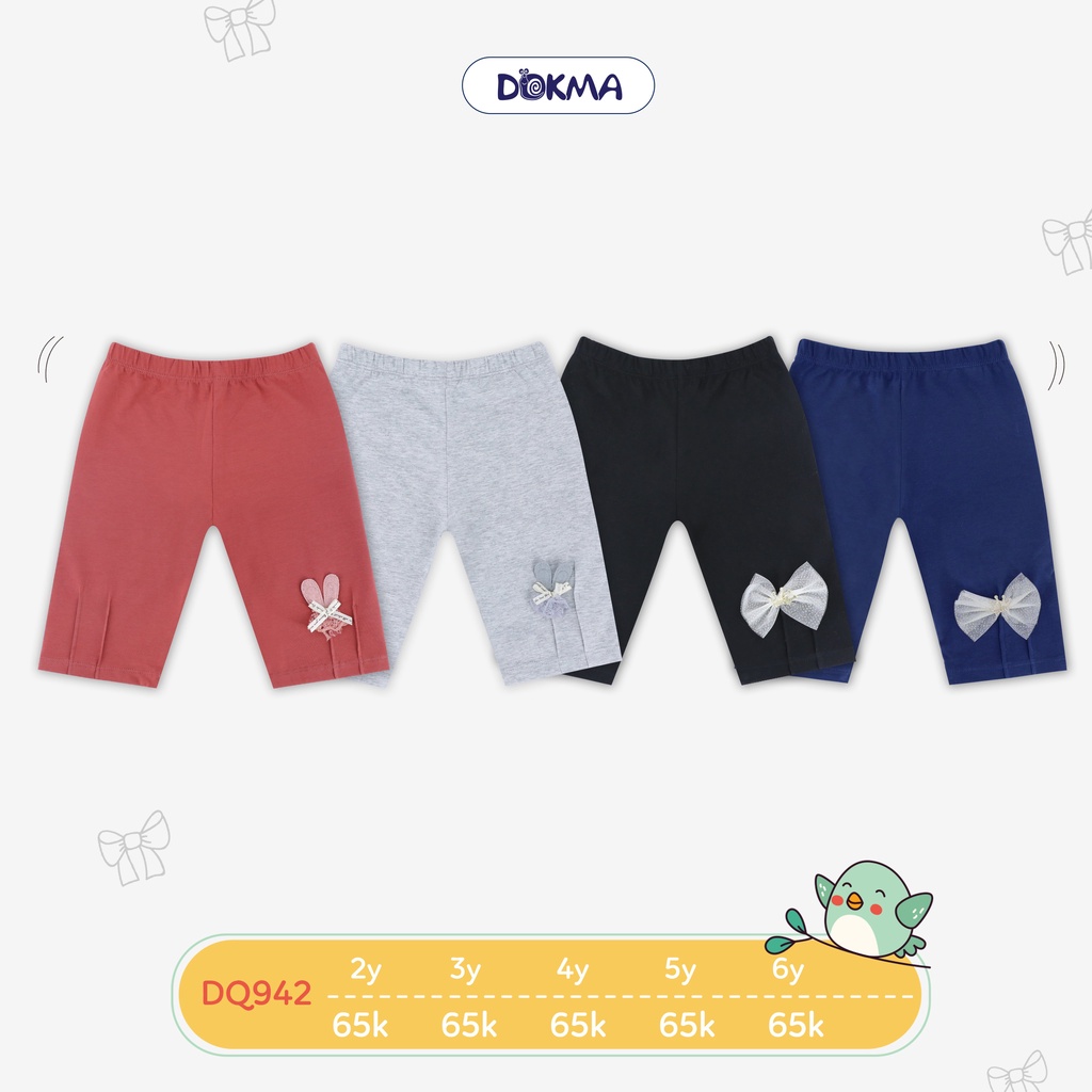 DQ942 Quần legging bé gái phối gân Dokma (2-6T)