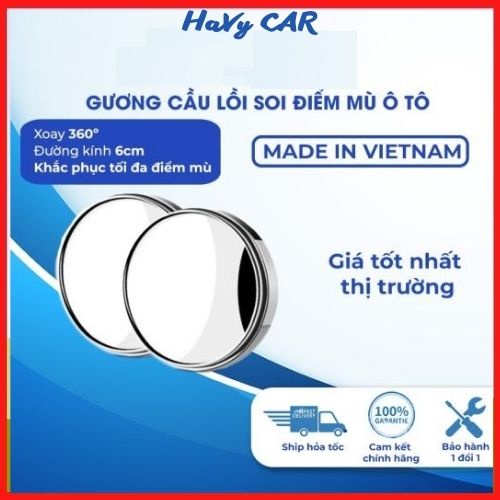 Gương cầu lồi ô tô xóa điểm mù xoay 360 độ, gương lồi ô tô có viền tráng bạc cao cấp