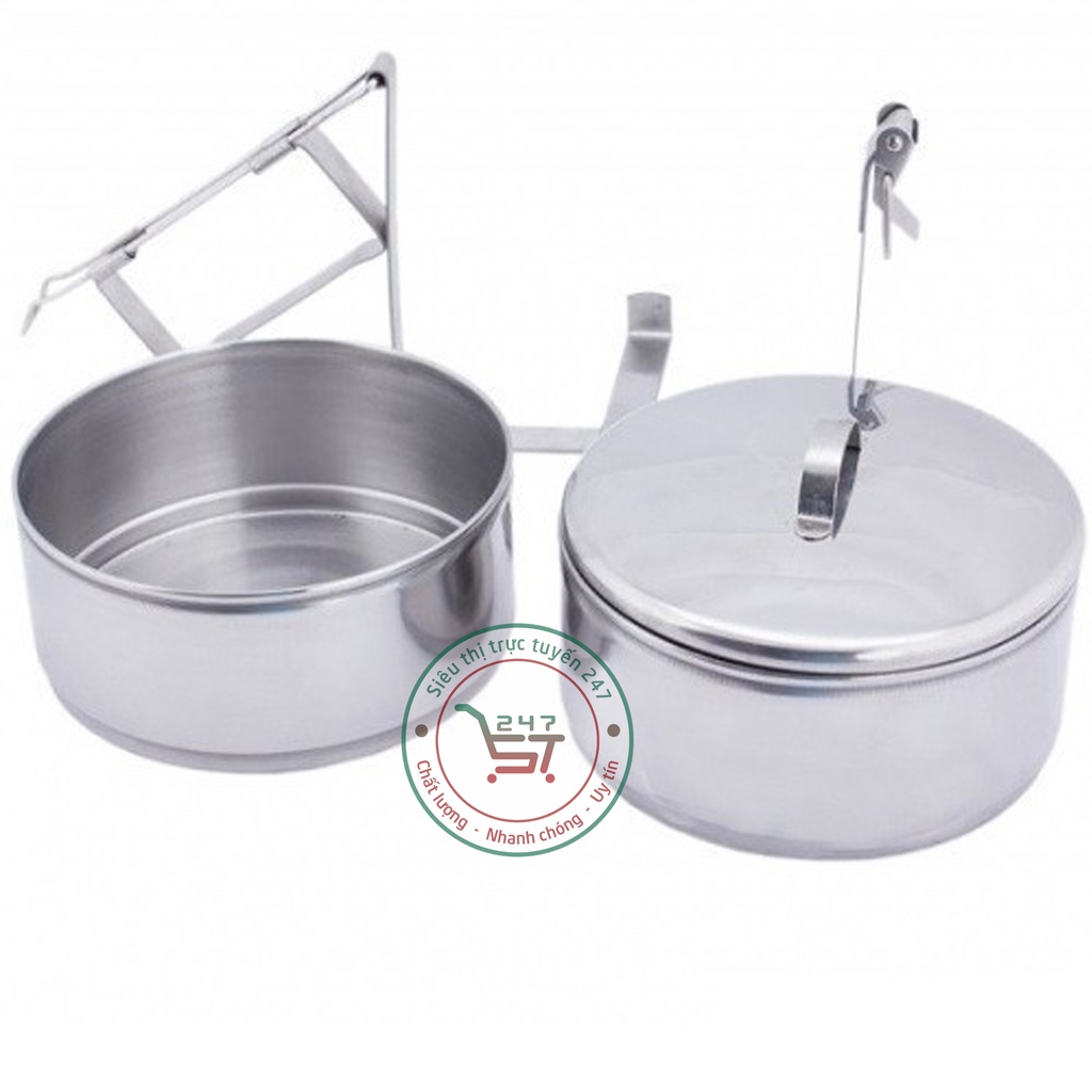 Cà mên inox 2 ngăn có khóa chắc chắn dùng làm hộp cơm trưa văn phòng tiện lợi