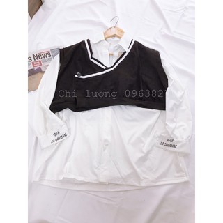 Set áo sơmi kèm gile viền