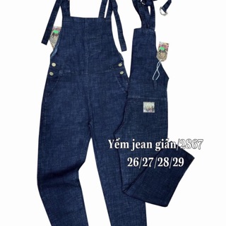 Yếm jean dài co giãn vải xước