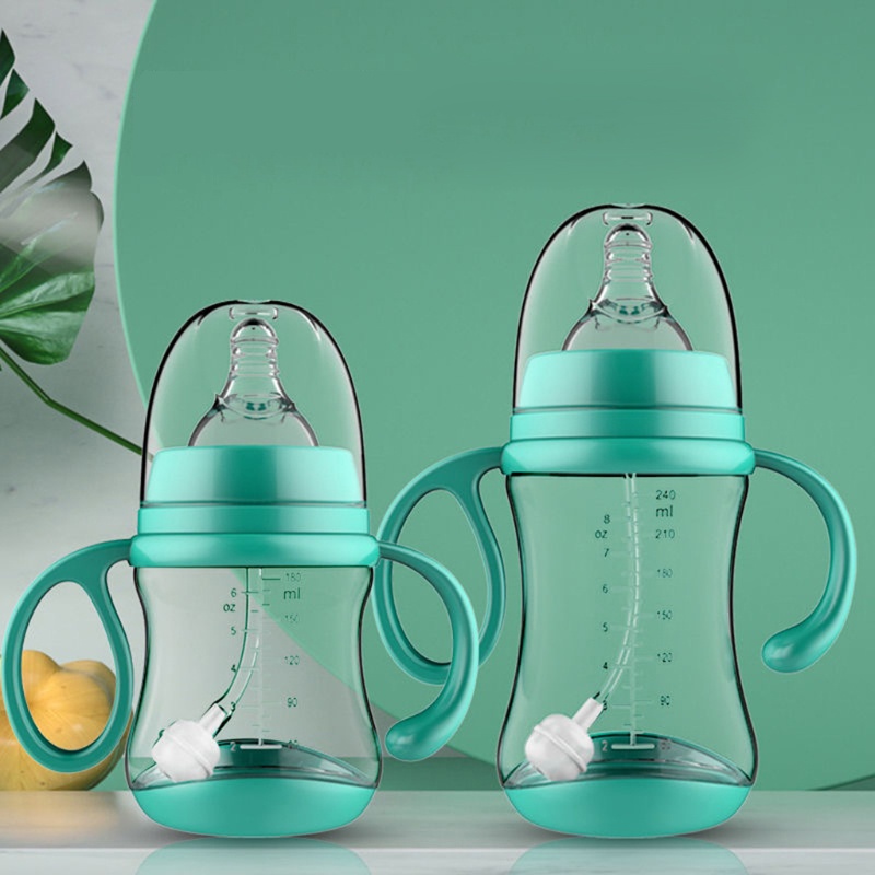 Bình Uống Sữa/Nước Uống Bằng Silicone Với Núm Rộng Hai Cách Dùng Cho Bé 180ml/2