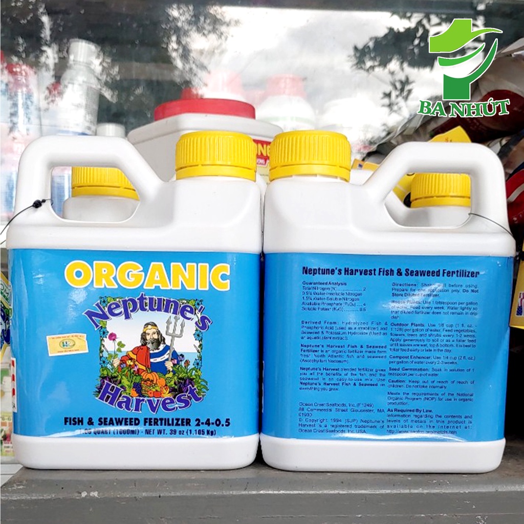 Phân Bón ORGANIC NEPTUNE'S HARVEST FISH & SEAWEED FERTILIZER 1000ml Chiết Xuất Từ Đạm Cá và Tảo Biển