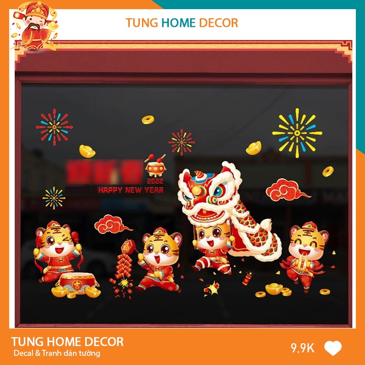 Decal tết trang trí 2022 TUNG Home Decor QR19651 Kỳ Lân Đón Tết 2
