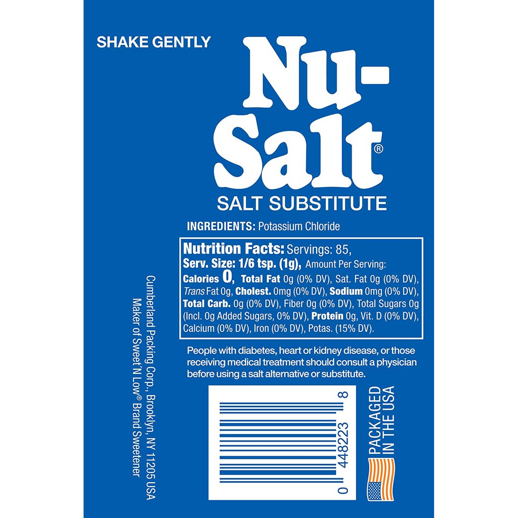 GIA VỊ THAY THẾ MUỐI Nu-Salt SALT SUBSTITUTE Sodium Free 85g