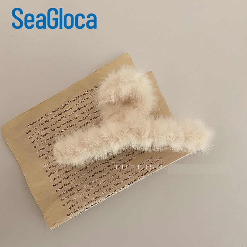 Kẹp gắp tóc Seagloca phối lông nhung phong cách Hàn Quốc cho nữ