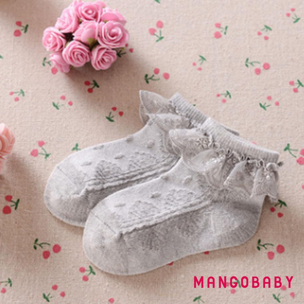 Vớ Cotton Mềm Phối Ren Thoáng Khí Dễ Thương Cho Bé Gái