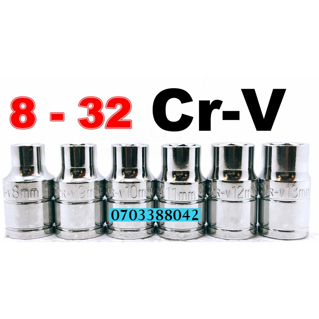 Đầu Tuýp  1/2 Thép Cr-V Cao Cấp Bán Lẻ Theo Số