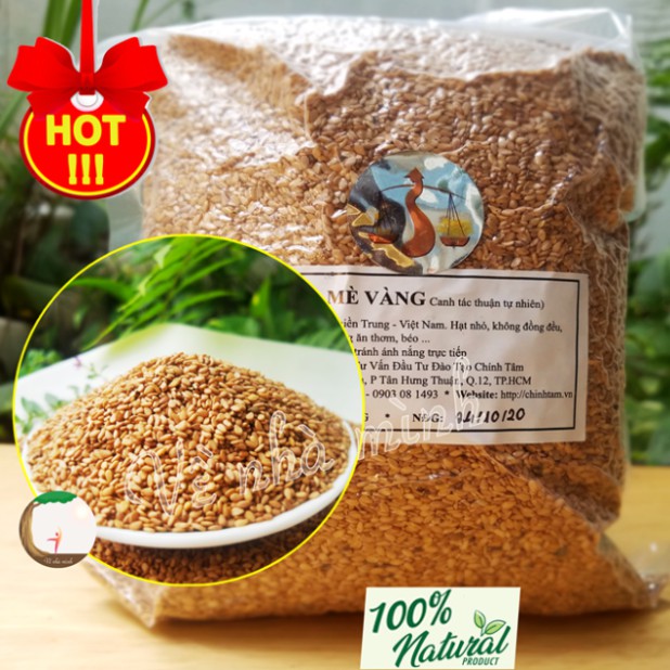 MÈ VÀNG THUẦN CHỦNG HỮU CƠ TỰ NHIÊN 100% 300g-500g ( Hạt vừng vàng sống ) dùng nấu chè, làm bánh &amp; sữa, muối mè, bơ...