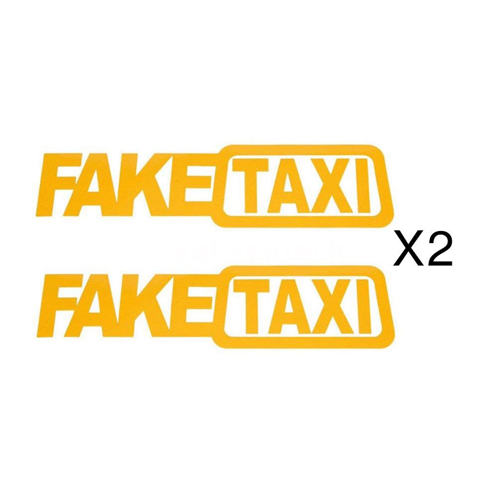 Bộ 2 nhãn dán trang trí xe hơi hình chữ FAKE TAXI độc đáo