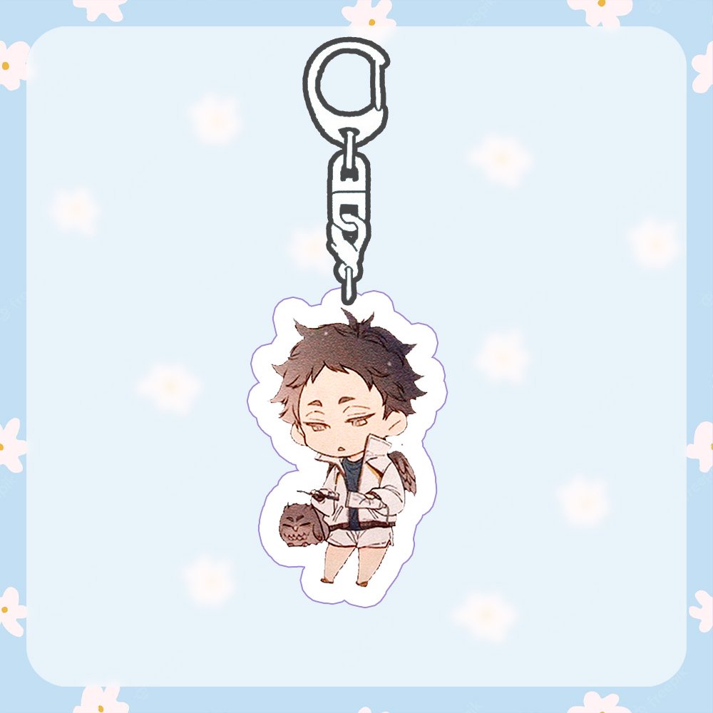 ( Mica trong acrylic ) Móc khóa Haikyuu!! Vua bóng chuyền ver ngồi nghỉ ngơi anime chibi xinh xắn