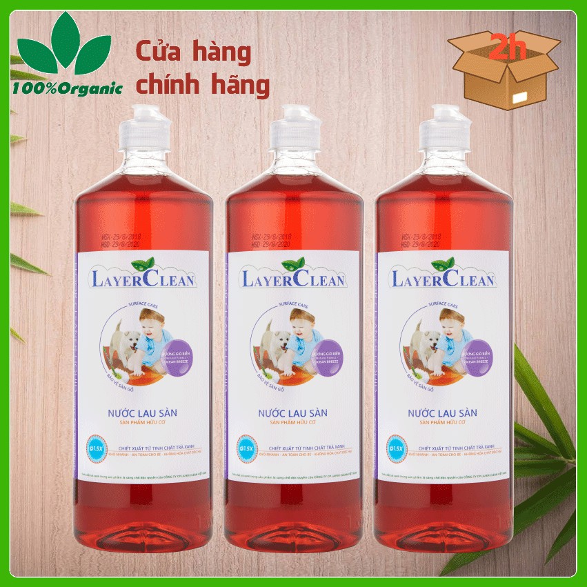 Nước lau sàn hữu cơ Layer Clean, Hương Quế/Nước Hoa/Gió Biển, Chai 1.25 Lít