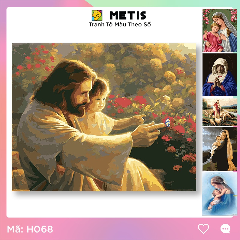 Tranh Tô Màu Theo Số Sơn Dầu Công Giáo Tranh Số Hoá Đức Chúa Cha - Có Khung CG017 METIS