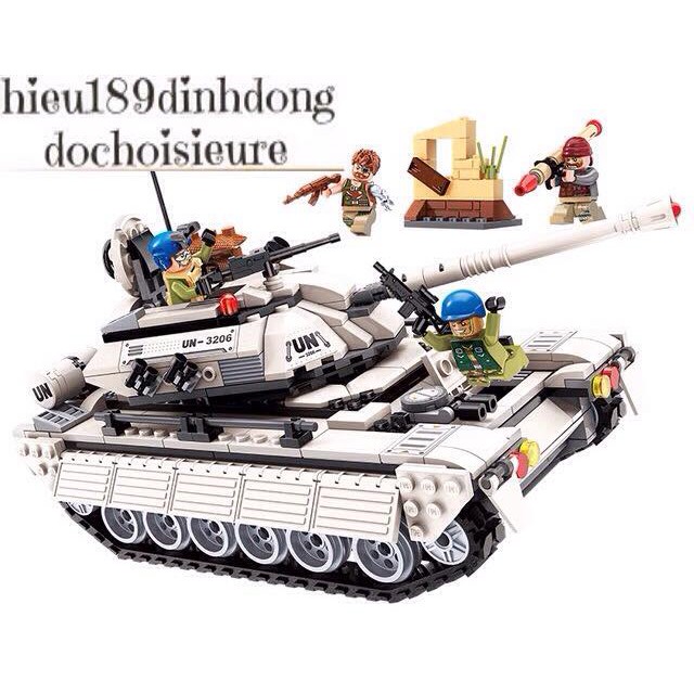 Lắp ráp xếp hình Lego City chính hãng qman 3206 :Đặc Nhiệm Thần Sấm Xe tank trắng uni (ảnh thật)