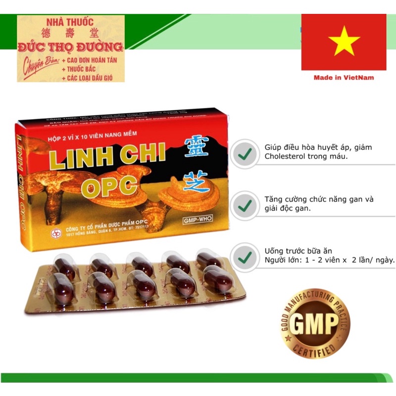 Linh chi opc - Điều hòa huyết áp, giảm Cholesterol trong máu. Tăng cường chức năng gan và giải độc gan