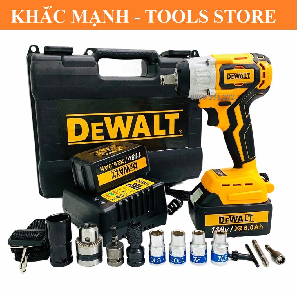 MÁY SIẾT BULONG DEWALT CAO CẤP LOẠI 3 ĐÈN LED TRỢ SÁNG, TẶNG BỘ ĐẦU CHUYỂN ĐA NĂNG KÈM 5 KHẨU