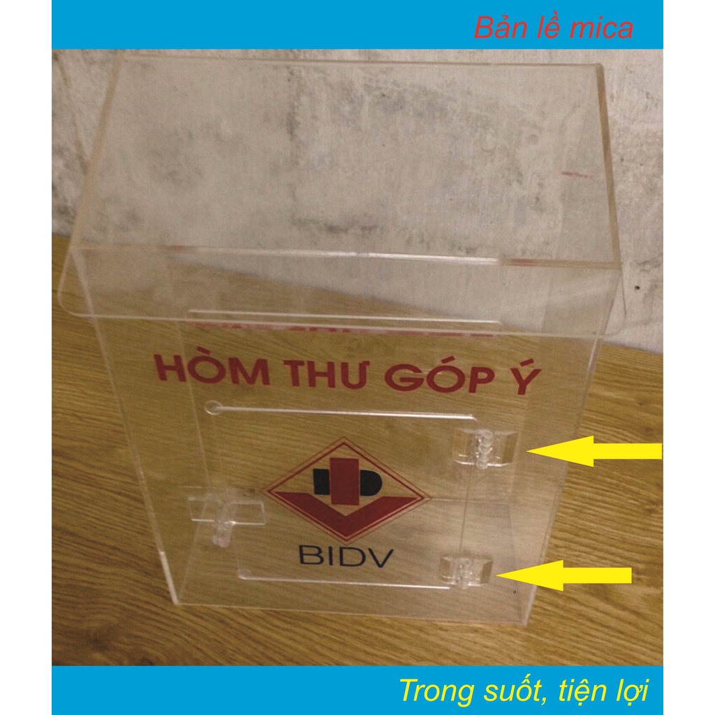 Bản lề mica, bản lề mini, trong suốt, KT 25x33mm