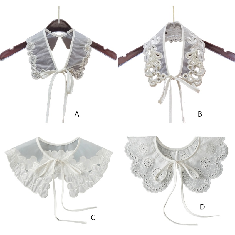 Cổ Áo Giả Hán Phục Đính Ngọc Trai Có Thể Tháo Rời Cho Nữ