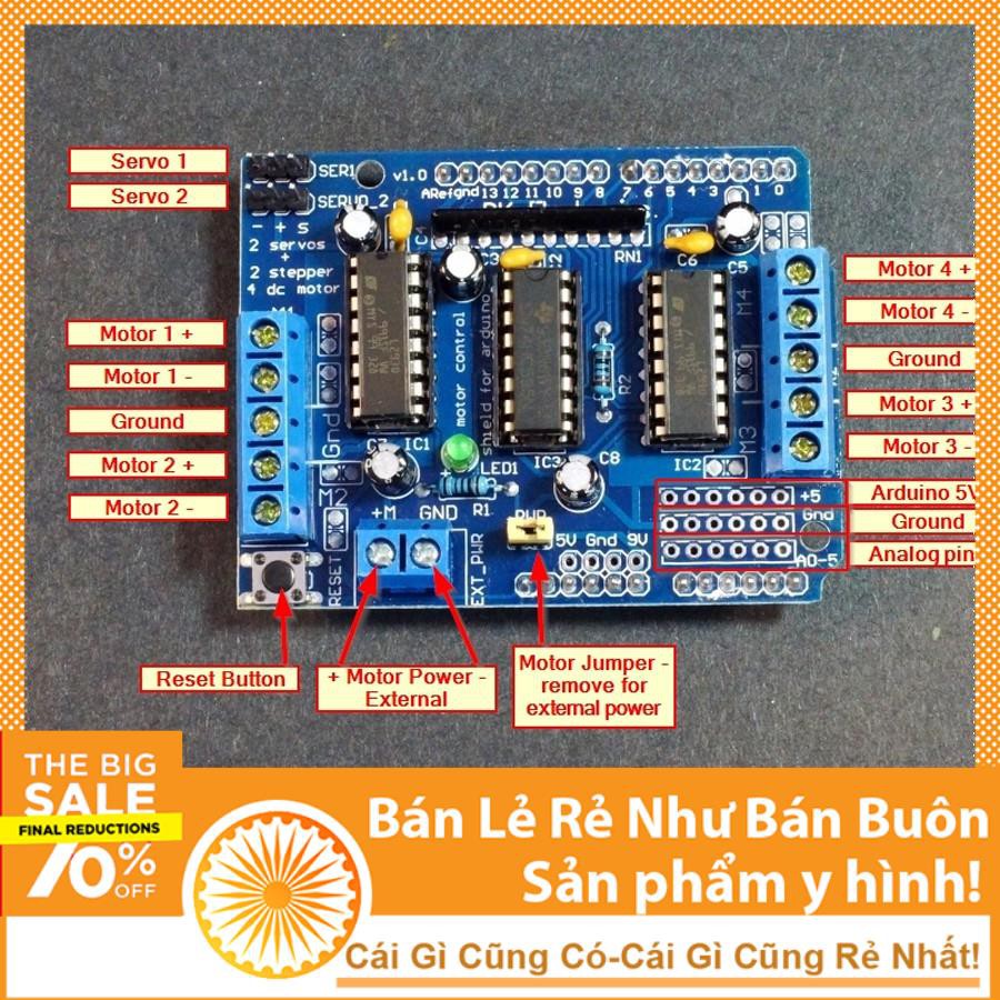 Module Điều Khiển Động Cơ Arduino Motor Shield L293D