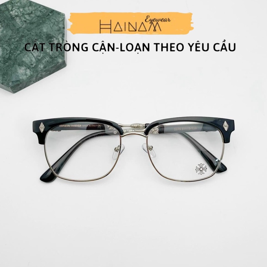 Gọng kính Chrome Heart khung kim loại đẳng cấp 2275, gọng kính vuông cao cấp cho nam và nữ