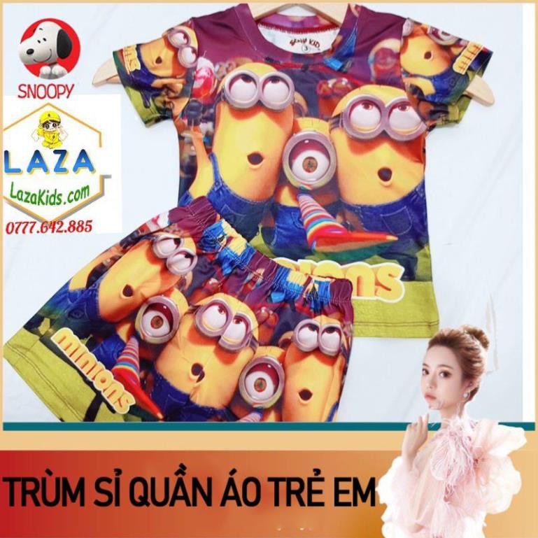 Quần áo trẻ em thun lạnh bé trai Đồ bộ bé trai- Hoạt hình 3D minion thun lạnh 4 chiều Lazakids