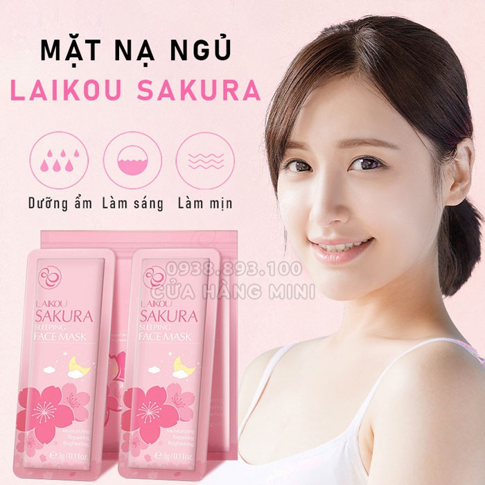 Túi 15 Gói Mặt Nạ Ngủ Hoa Anh Đào Laikou Sakura Sleeping Face Mask