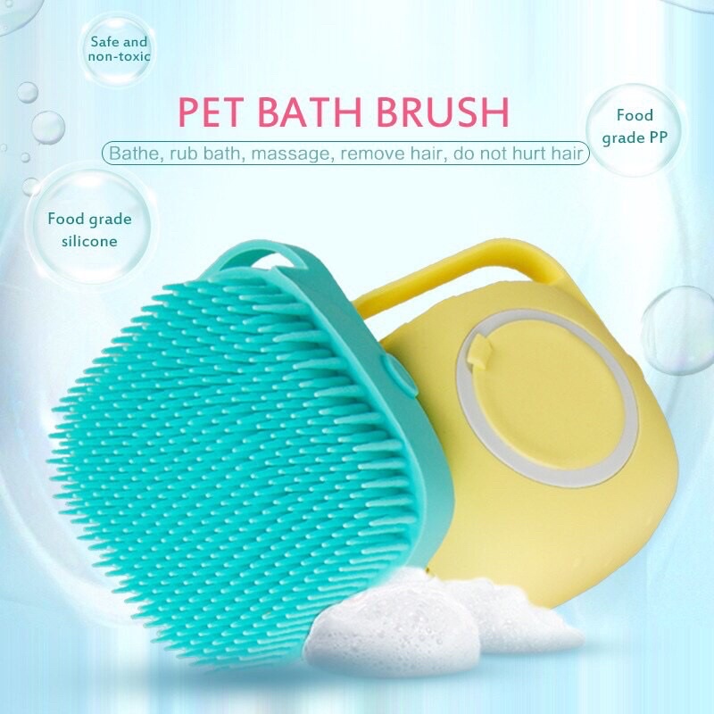 Bàn Chải Tắm Chó Mèo Silicon Mềm Mại Tạo Bọt Có Khay Đựng Xà Phòng Tiện Lợi - Dụng Cụ Tắm Chó Mèo Masage Thư Giãn