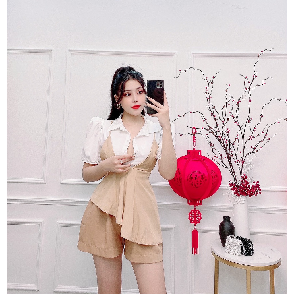 Set short nữ, set kiểu 2 dây sơ mi nhiều màu đủ size S M L SKUS-13