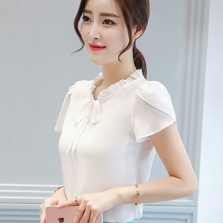 Áo chiffon Tay Ngắn Màu Trơn Dáng Rộng plus size Thời Trang Mùa Hè Cho Nữ