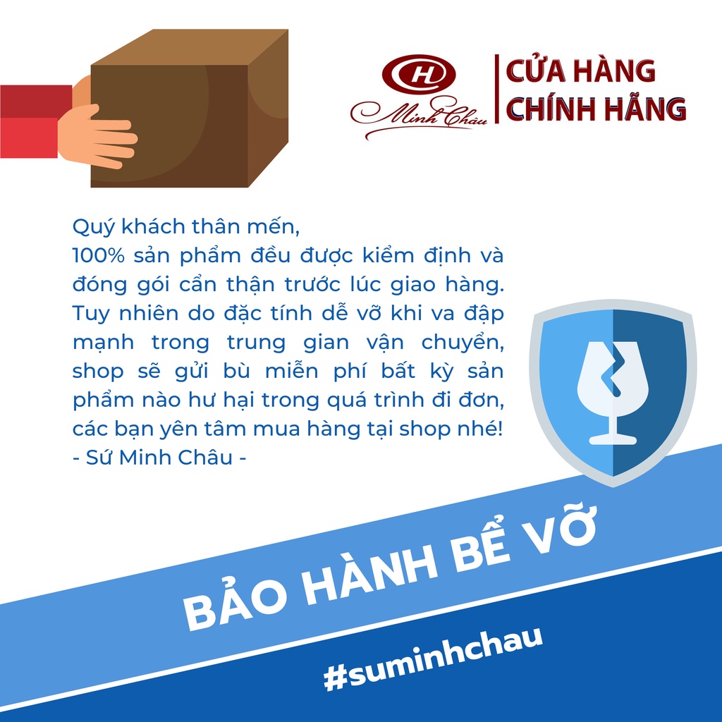 [Sứ Siêu Nhẹ] Bộ Bát Ăn Cơm Sứ Xương Hoa Kẻ Vàng - Sứ Minh Châu