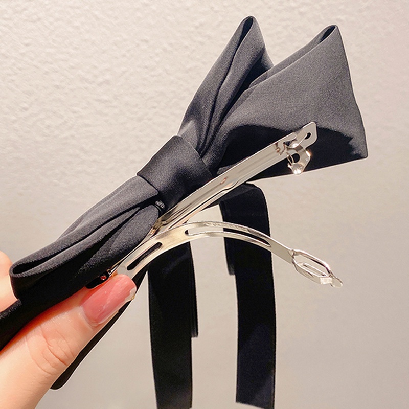 Kẹp Tóc Hình Nơ Màu Đen Phong Cách Hàn Quốc Dễ Thương