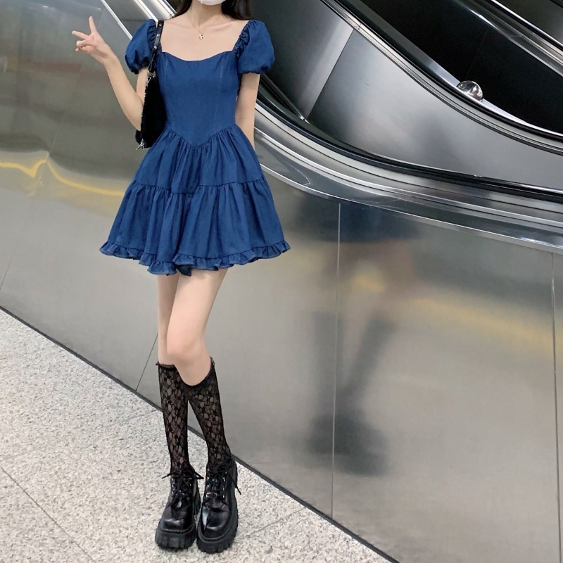 COZOK Đầm Tay Ngắn Thiết Kế Mỏng Xinh Xắn Thời Trang