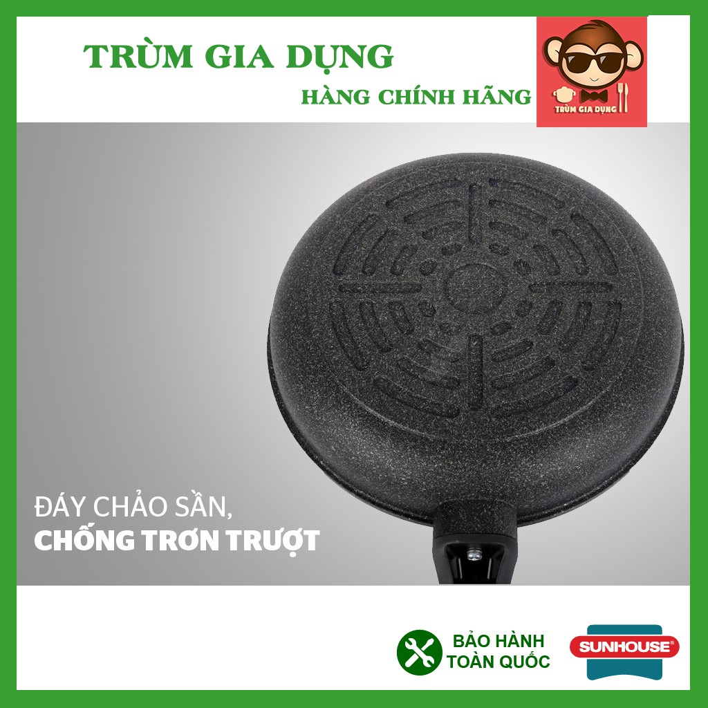 Chảo chống dính siêu bền đá Sunhouse, chảo SUNHOUSE siêu bền đá  24CM, 26CM, 28CM, 30CM