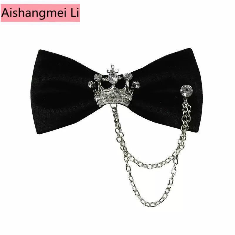 [Trang Sức Đẹp Mắt] Ghim Cài Áo Hình Nơ Đính Đá Kim Cương Giả Hình Hoa Vương Miện Tua Rua Phong Cách Hàn Quốc Thời Trang Dành Cho Nam Khi Đi Tiệc / Chụp Ảnh
