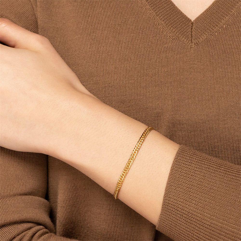 Vòng Tay Chất Liệu Bằng Inox 18K Kích Thước 4 / 6 / 8MM Đơn Giản Dành Cho Nam Nữ|Mạ