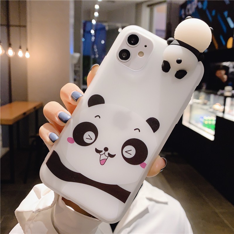 Ốp lưng Redmi Note 8 7 6 6A 5 S2 Plus Pro Xiaomi MI A2 Lite 3D White Transparent Cartoon Pattern Soft Case Cover+Doll