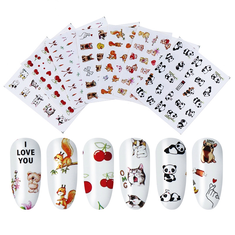 Set 7/12 tờ sticker dán móng trang trí nghệ thuật