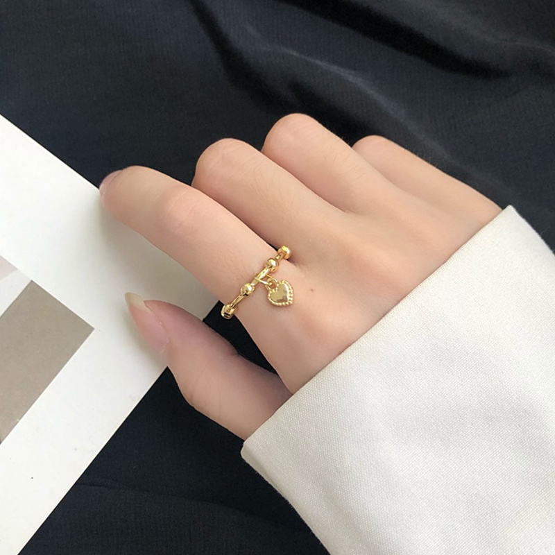 Nhẫn thời trang mặt hình trái tim phong cách Hàn Quốc cổ điển thanh lịch