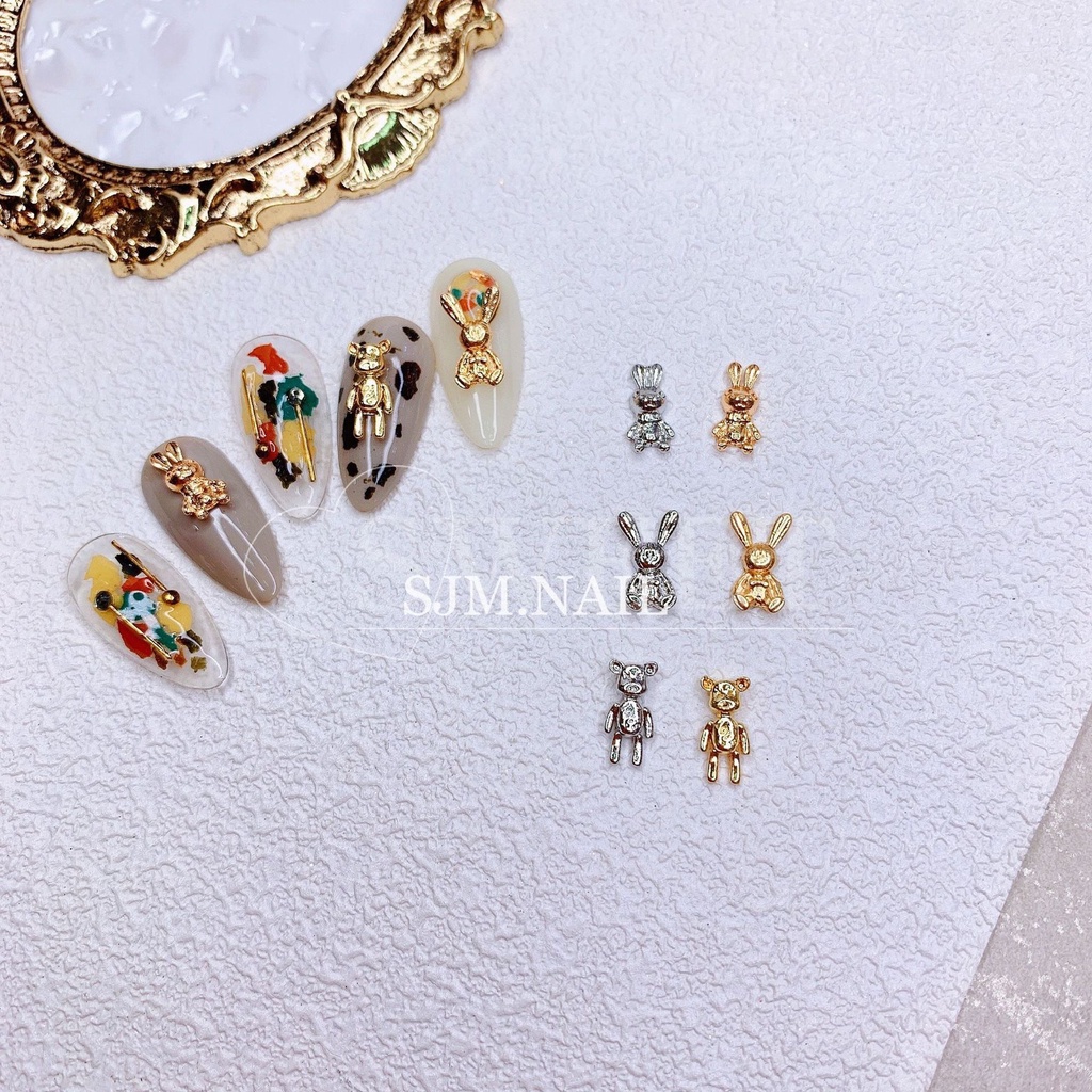 charm gấu,thỏ trang trí móng